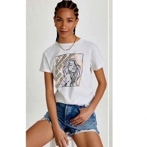 Re/Done “Be The Sunshine” Graphic Classic Tee White Cotton T-Shirt Size XS - Picture 1 of 6